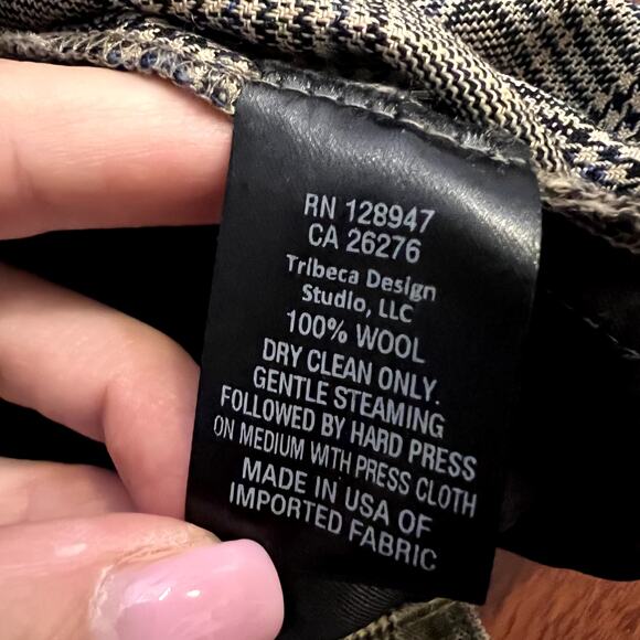 Nili Lotan Plaid Tailored Trousers Brown Glen Check Pants size 8 100% wool New - Picture 5 of 5